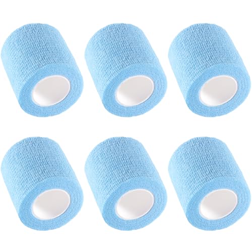 IndigoCase 6 Pack Self Adhesive Bandage Wrap 2 Inch x 5 yd Elastic Tape - color: Skyblue, size: 2 Inch - 6 Pack