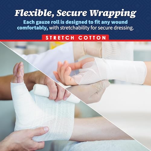 MEDca Gauze Bandage Rolls - (12 Pack) 3 in x 4.1 Yards Per Roll, Medical Grade Stretch Wrapping for Dressing All Types of Wounds and First Aid Kit (3-Inch, 12 Pcs)