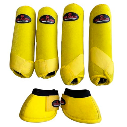 HILASON Horse Medicine Bell Boots Yellow Sports Leg Protection - size: Medium