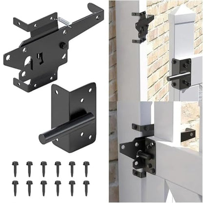 Heavy Duty Self Lock Double Fence Gate Latch for Outdoor Wooden and PVC Gate Locks Gate Hardware