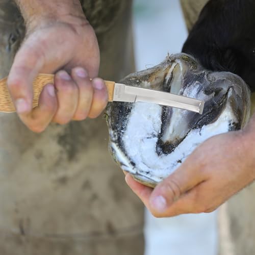 Hoof Knife Double Edge with Wooden Ergonomic Handle Hoof Trimmer Farrier Tool for Horses, Cows & Farm Livestock
