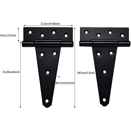 Heavy Duty Gate Hardware Kit,with Self Locking Gate Latch,2 PCS 6inch T-Hinges,1 PC 6.5inch Gate Handle