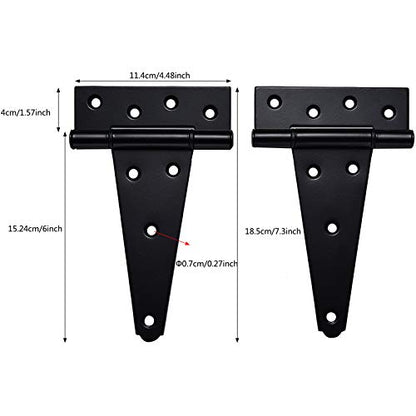 Heavy Duty Gate Hardware Kit,with Self Locking Gate Latch,2 PCS 6inch T-Hinges,1 PC 6.5inch Gate Handle