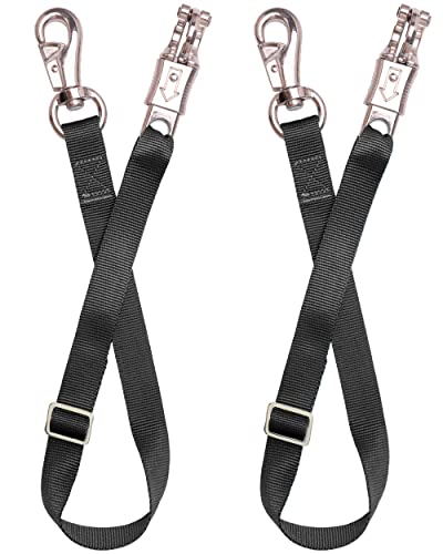 Adjustable Trailer Tie （2 Pack）-Horse Trailer Nylon Strap Tie，Adjusted from 25 to 37” - color: Black