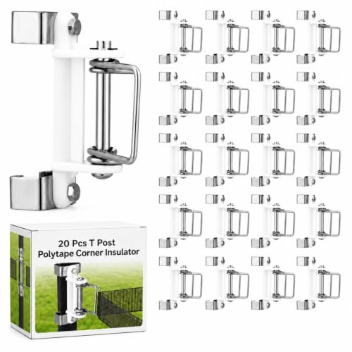Blulu 20 Pcs T Post Polytape Corner Insulator, Electric Fence Insulators