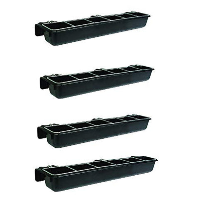 Little Giant HF9BLACK Hook Over Goat Trough Heavy Duty Galvanized Steel Body 9 Quart Feeder with Universal Mounting, Black (4 Pack)