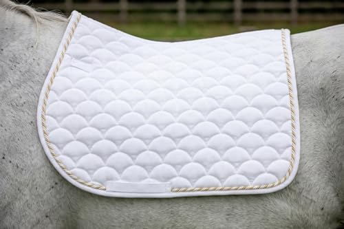 Horse English Quilted Contoured All-Purpose Trail Saddle Pad 7296 - color: White, size: 23" (Spine) x 20" (Drop)