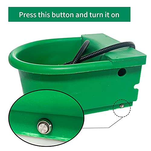 Automatic Heated Dog Water Bowl 1.3Gal 100W Outdoor for Chicken | US Plug chew‑proof Cord in Winter freezing temperatures water trough with float valve for Horses Sheep livestock Poultry
