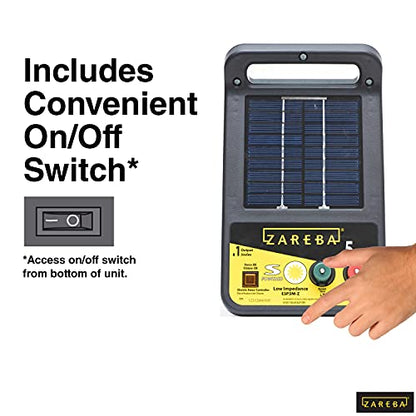 Zareba ESP5M-Z Solar Powered Low Impedance Electric Fence Charger - 5 Mile Electric Fence Energizer,Black + Zareba ITY-Z Standard T-Post Insulator, 25 per Bag, Yelllow