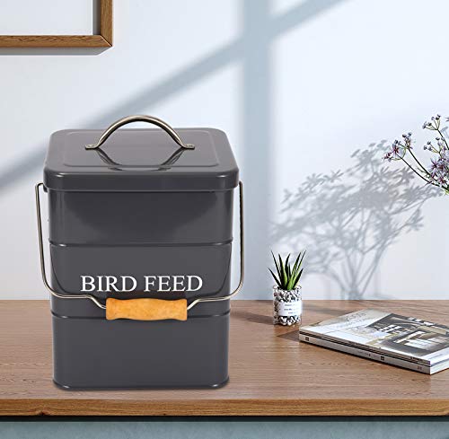 Geyecete Bird Feeder,Bird Food Jar Pet Food Storage Airtight Food Storage Container-Gray - color: Gray