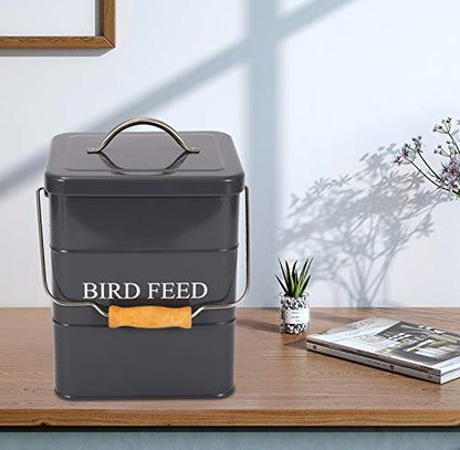 Geyecete Bird Feeder,Bird Food Jar Pet Food Storage Airtight Food Storage Container-Gray - color: Gray