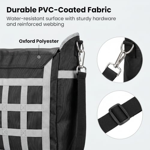 2 Pack Slow Feed Horse Hay Bag, Heavy Duty Waterproof Oxford Hay Feeder Bag with 3.6" Slow Feed Holes, Hanging Hay Net for Stall, Fence, Trailer, Fit Horse Sheep Goat Cattle Donkey