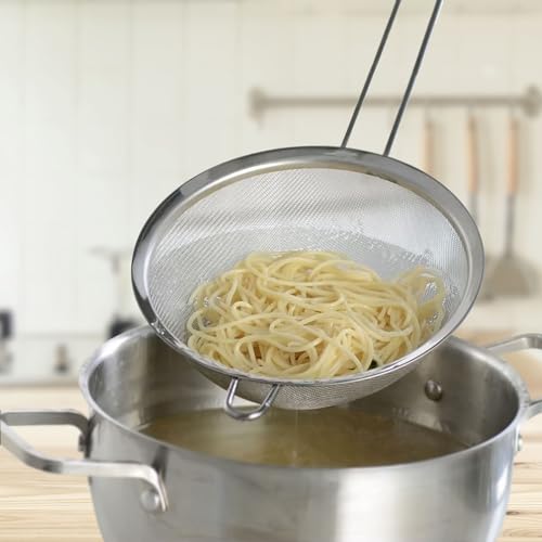 HIC Kitchen Fine Mesh Strainer, 5.5-Inch, 18/8 Stainless Steel | Helper Handle, Fine Mesh Filtration, Rustproof, Dishwasher Safe, Hangable - size: Mesh, 5.5-Inch