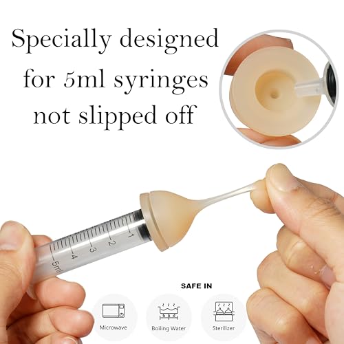 Doggiema Bionic Silicone Feeding Nipple and Syringes for Newborn Kittens - size: Replacement Nipple (5 Nipple+3 Syringes)