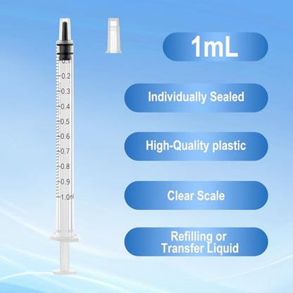 1ml Disposable Luer Slip Syringes Without Needles, 10-Pack - style: 1ml