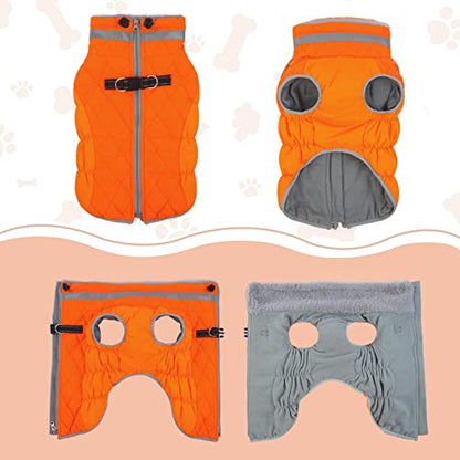 Lelepet Dog Coat Warm Dog Winter Coat Waterproof Dogs Jacket with Harness - color: Orange, size: X-Small