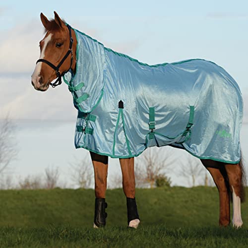 Saxon Mesh with Gusset Belly Wrap Combo Neck, Light Blue/Green, 57" - color: Light Blue/Green, size: 57"