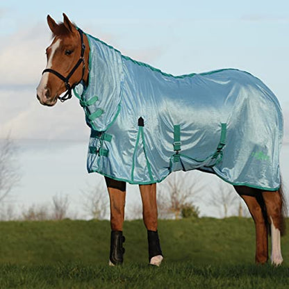 Saxon Mesh with Gusset Belly Wrap Combo Neck, Light Blue/Green, 57" - color: Light Blue/Green, size: 57"