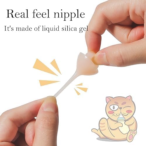 Doggiema Feeding Nipple and Syringes for Puppy Kitten, Nipples Feeder Kit | for neonatal kittens, kitten bottle feeding kit,kitten nursing kit,syringe for feeding, nipples for feeding