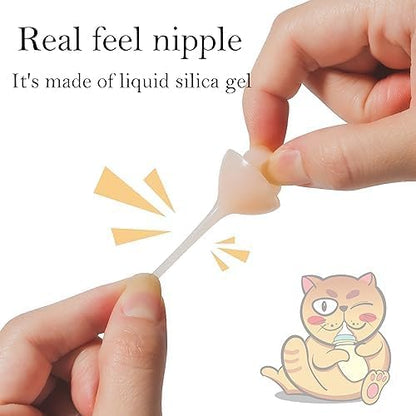 Doggiema Feeding Nipple and Syringes for Puppy Kitten, Nipples Feeder Kit | for neonatal kittens, kitten bottle feeding kit,kitten nursing kit,syringe for feeding, nipples for feeding