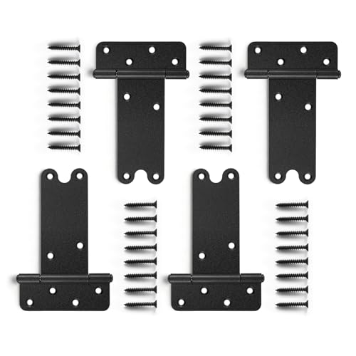 6“ Gate Hinges,280 Lbs Capacity, Matte Black,4 Pack Heavy Duty Hinge | T-Strap Shed Door Hinges, Wrought Hardware for Wooden Fences, Barn Door Hinge (6“-4 pcs-U-Matte Black) - size: 6“-4 pcs-U-Matte Black