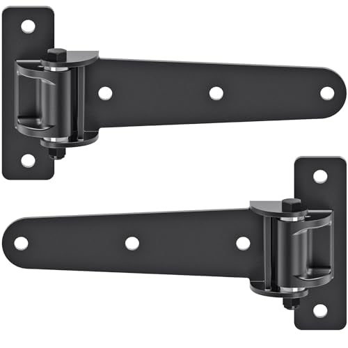 Insaga Heavy Duty Gate Hinges 1000 LBS, 13'' Strap Hinges with Ball Bearings, 6mm Thick Carbon Steel Weld-On or Bolt-On Hinges, 180° One Way Open for Barn Farm Fence Shed Garden Gates (2Pcs, Black) - size: 180° Open-2Pack