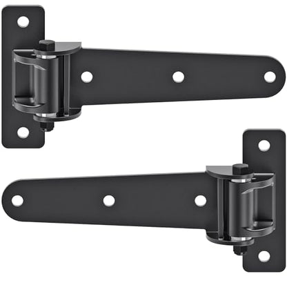 Insaga Heavy Duty Gate Hinges 1000 LBS, 13'' Strap Hinges with Ball Bearings, 6mm Thick Carbon Steel Weld-On or Bolt-On Hinges, 180° One Way Open for Barn Farm Fence Shed Garden Gates (2Pcs, Black) - size: 180° Open-2Pack