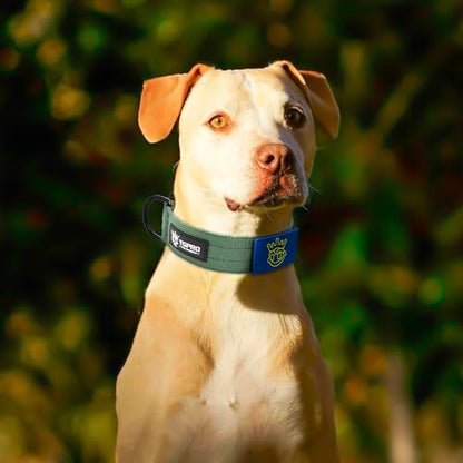 TSPRO Heavy Duty Tactical Dog Collar Quick Release Metal Buckle with Patch - color: Basic Green - Patch Style, size: L, Patch Style, Neck 18.5"–25"