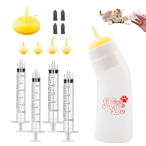 Pet Feeding Nipple with Syringe, Soft Silicone Nursing Pet Feeding Bottle, Ventilation Valve Resistant Tearing for Puppies, Kittens, Rabbit, Small Wildlife (Yellow) - color: Yellow-M Size