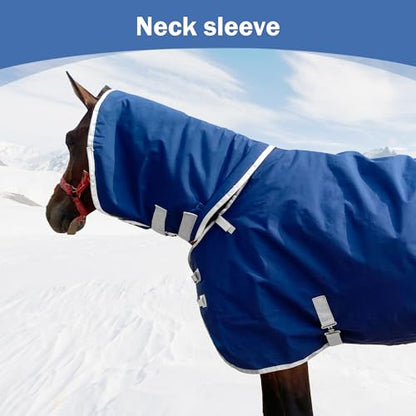 Horse Blanket Winter Water Resistant,220g Polyester Fiber Filling Liner 1200D Premium Turnout Horse Blanket,Medium Weight Blanket 145cm