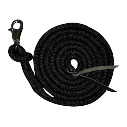 Clinician Braided Training Lead, Bull Snap, 15 ft, Black with Black Nickel | Heavy duty braided lead with swivel bull snap, balanced weight gives clear feel for groundwork and lunging
