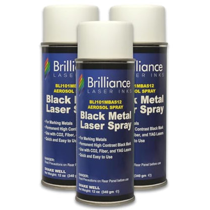 Pack of 3 - BLI101-12 Oz - Aerosol Black Laser Ink for Metals Marking - CO2 Laser - Fiber Laser - YAG, Durable, Permanent, High Contrast, Brilliance Laser Inks - color: 3 Pcs