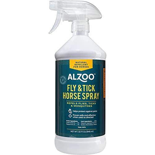 ALZOO Plant Based Fly and Tick Horse Spray, Helps Repel Mosquitoes, Horseflies & Ticks, Plant-Based Active Ingredients, 32 Fl. Oz. Spray Bottle - size: 32 Fl Oz