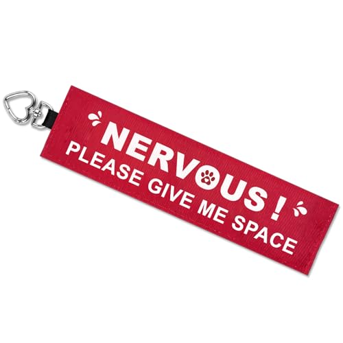 Nervous Dog Leash Wrap, Double-Sided Visible Dog Sleeve with Heart Carabiner, Ripstop I Need Space Warning Sign, Fits Standard Rope & Flat Leashes, High Visibility Red - color: Please Give Me Space