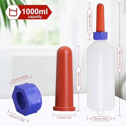 1L Calf Nursing Bottle with Rubber Screw-On Replacement Nipple