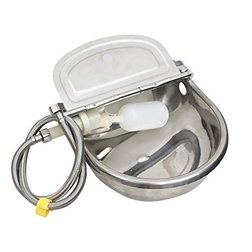 Automatic Water Trough Dog Feeder Bowl with 39" Length Pipe & Float for Cattle Horse Goat Sheep Animals Stainless Pet Livestock Tool