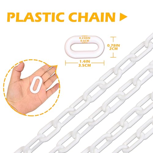 120 Feet Plastic Barrier Chain White,1.5-Inch Link Diameter Safety Barrier Chain，Large Plastic Chain，6MM Plastic Barrier Chain，Plastic Chain Links - color: white, size: 1-1/2 in-120feet