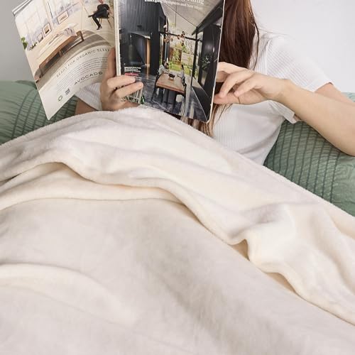 Bedsure GentleSoft Fleece Bed Blankets Full Size Cream - Soft Lightweight Plush Fuzzy Cozy Luxury Blanket Microfiber, 84x90 inches - color: 01 - Cream, size: Full (84" x 90")
