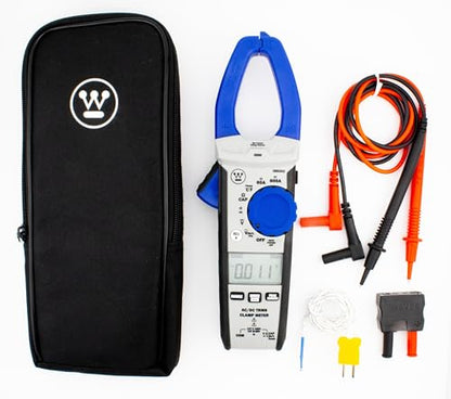 Westinghouse True RMS Digital Auto-Ranging 6000 Counts Clamp Meter, Current to 600 A, AC/DC Voltage to 1000 V, Resistance and Continuity, with Relative Mode and VFD, Incl. Case and 2 Year Warranty
