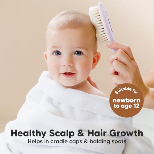 Wooden Baby Hair Brush for Toddler, Infant Cradle Cap (Thistle, Regular) - color: Thistle, size: Oval, Regular 7"