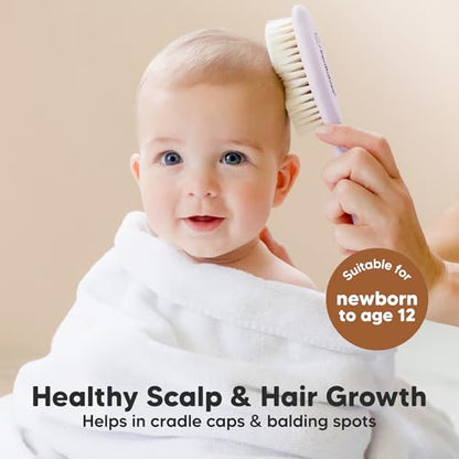 Wooden Baby Hair Brush for Toddler, Infant Cradle Cap (Thistle, Regular) - color: Thistle, size: Oval, Regular 7"