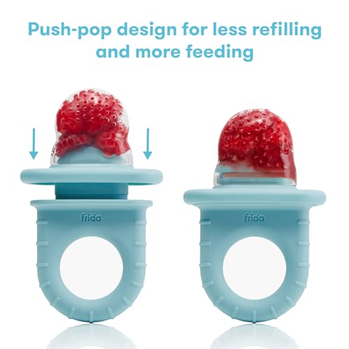 Frida Baby Push Pop Feeder, Baby Fruit Feeder, 3 Count, Blue, 3 Count, Blue - color: Blue