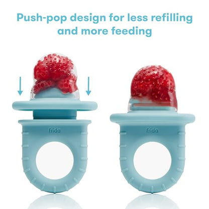 Frida Baby Push Pop Feeder, Baby Fruit Feeder, 3 Count, Blue, 3 Count, Blue - color: Blue