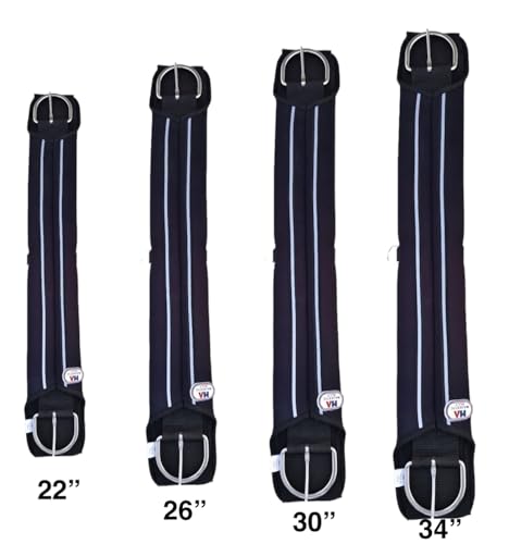 Majestic Ally Neoprene Straight Cinch Girth Stainless Steal Buckles Black -22'', 26",30" and 34" - size: 26 Inch