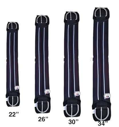 Majestic Ally Neoprene Straight Cinch Girth Stainless Steal Buckles Black -22'', 26",30" and 34" - size: 26 Inch