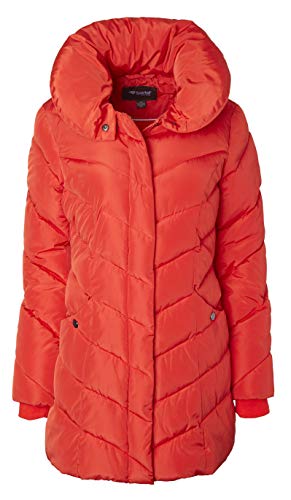 Sportoli Womens Winter Fleece Lined Chevron Quilted Puffer Jacket Coat with Hood - color: Red, size: Small