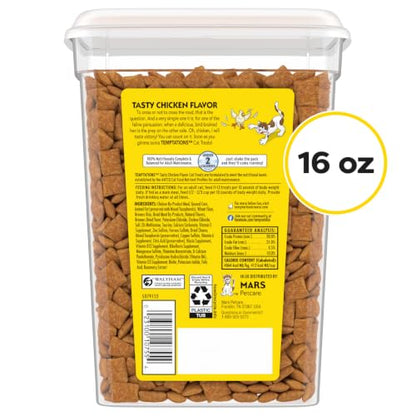 Temptations Classic Crunchy and Soft Cat Treats, Tasty Chicken, 16 oz | Under 2 calories per treat, crunchy outside & soft inside, resealable tub, 100% complete & balanced for adult cats - size: 1 Pound (Pack of 1)