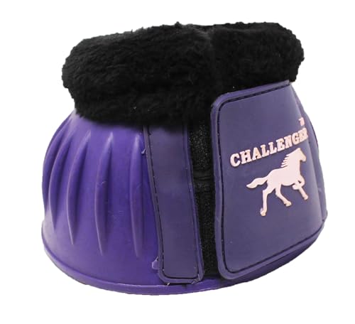 CHALLENGER Horse Training Ribbed Rubber Hoof Impact Overreach Protection Fleece Lined Bell Boots 41HI01 - color: Purple, size: X-Large