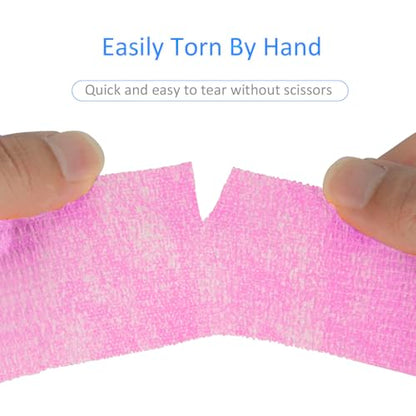 24Pcs Self Adherent Cohesive Bandage Self Adhesive Bandage Wrap 2 inch Pink - color: Pink, size: 24Pcs