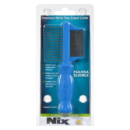Nix Lice Removal Comb, Dual-Action for Removing Tangles, Lice & Nits - color: Blue